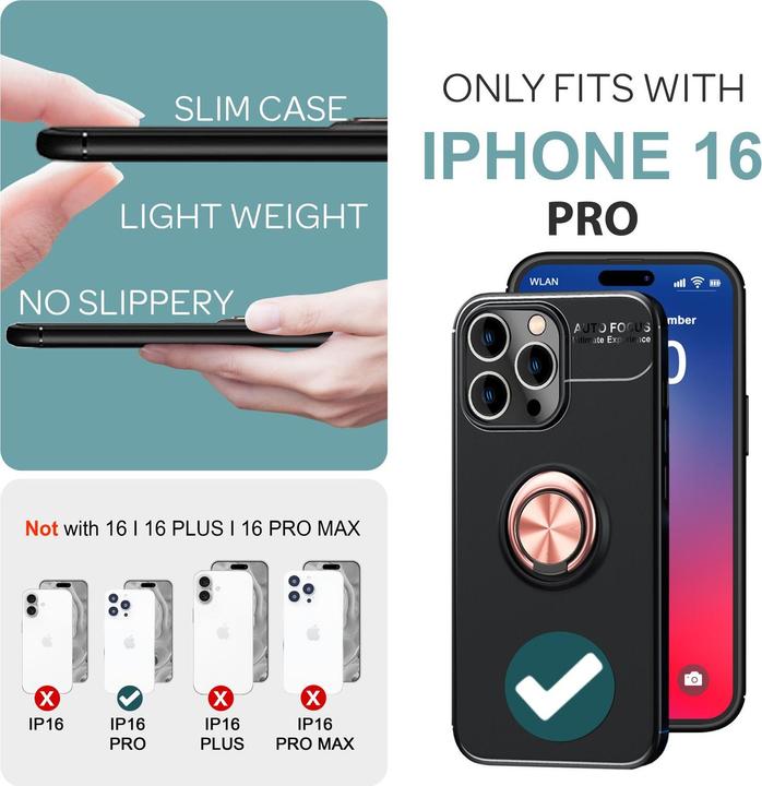 Produktbild Nalia Matte Ring Silikon Hülle (Apple iPhone 16 Pro)