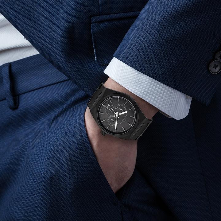 Actual product image Men's multifunctions Cooledge stainless steel black - 5610 (Analogue wristwatch, 42 mm)