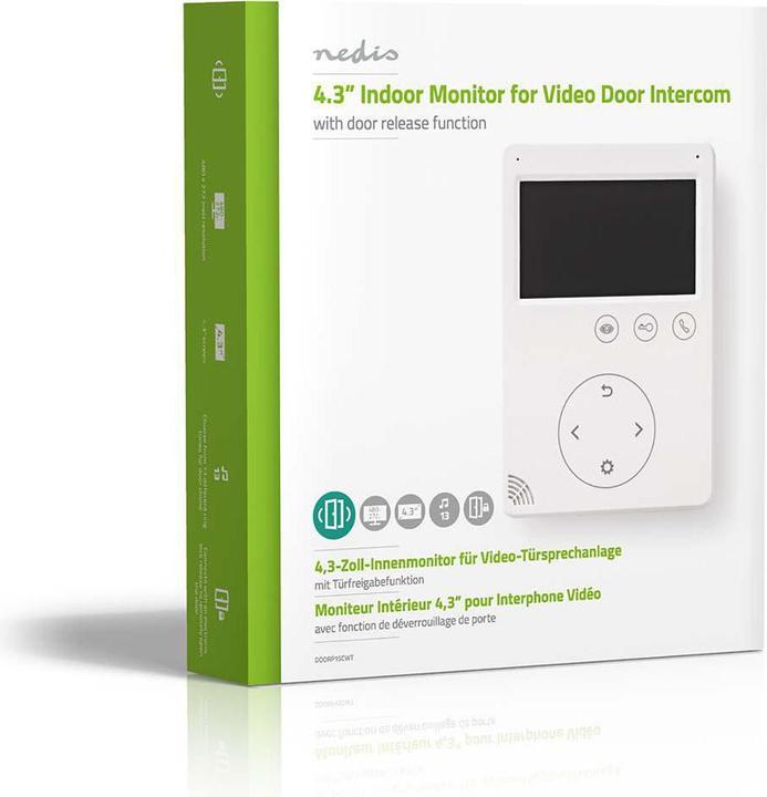 Produktbild Nedis Sicherheits Kamera für Tür - 4,3" - Entriegelungsfunktion - Farbmonitor - Weiss (Funk)