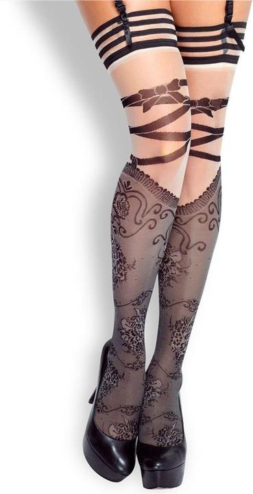 Provocative Strapsstrümpfe in schwarz/beige (S/M)