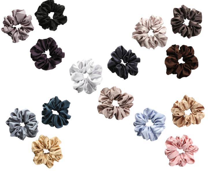 Immagine prodotto Trisa Moda Scrunchy grande Nero, Grigio, Viola scuro 3 pezzi. (Elastico per capelli)