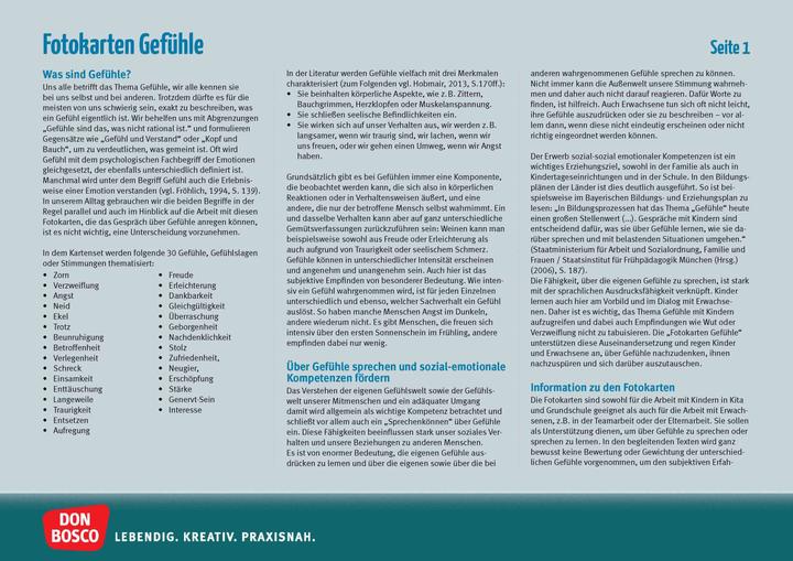 Immagine prodotto Fotokarten Gefühle (Tedesco, Jeanette Boetius, Sandra Irmler, 2016)
