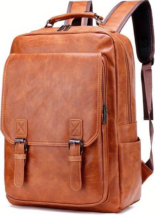 Only-Bags.Store Einfache Vintage PU-Leder grosse Kapazität Casual Rucksack, Laptop-Rucksack für 39,62 cm