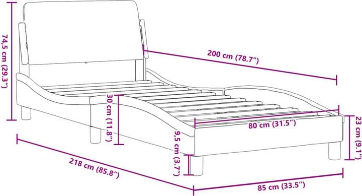 Produktbild VidaXL Bettgestell mit Kopfteil Stoff (80 x 200 cm)