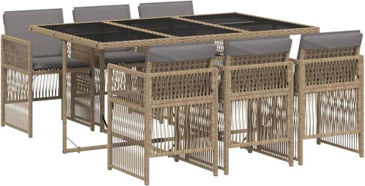 Immagine prodotto VidaXL Mobili da giardino set da pranzo set da giardino 7 pezzi beige mix poly rattan (165 cm)