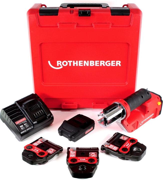 Actual product image Rothenberger ROMAX Compact TT 18V battery press machine + 1x battery 2.0Ah + charger + press jaw set + (390 mm)
