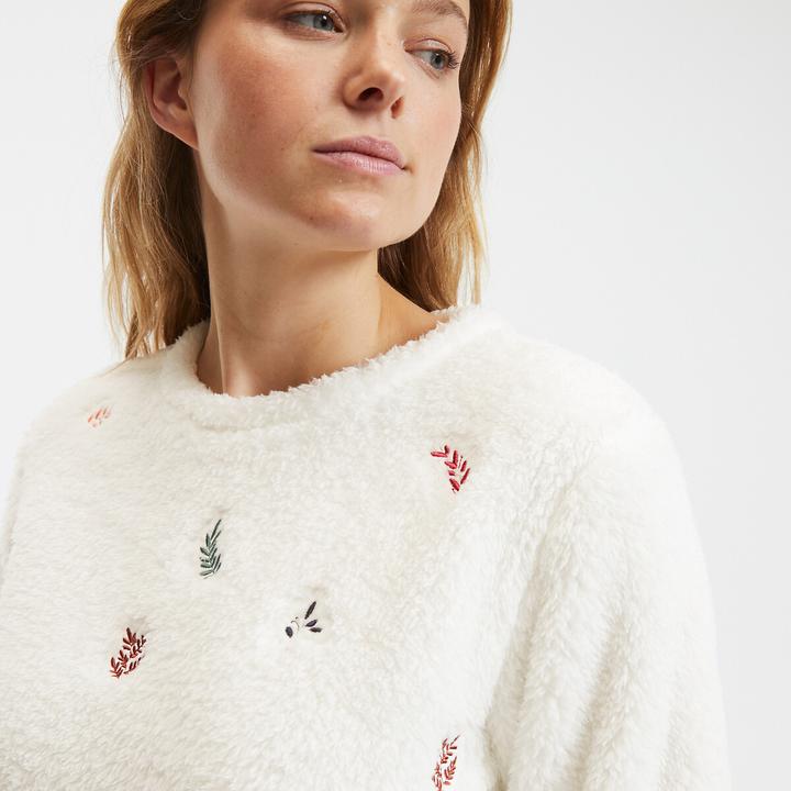 Produktbild La Redoute Collections Pyjama aus Fleece mit Blätterstickerei (34)
