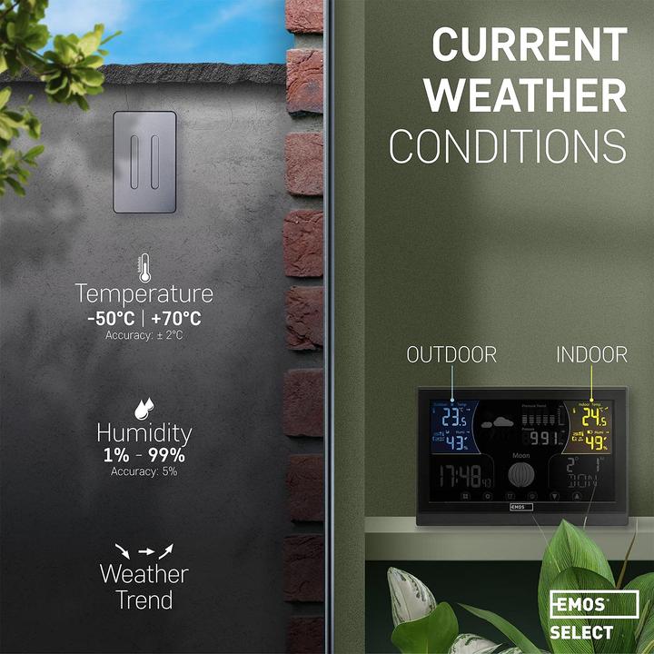 Actual product image Emos Wetterstation mit Funkuhr und Aussensensor