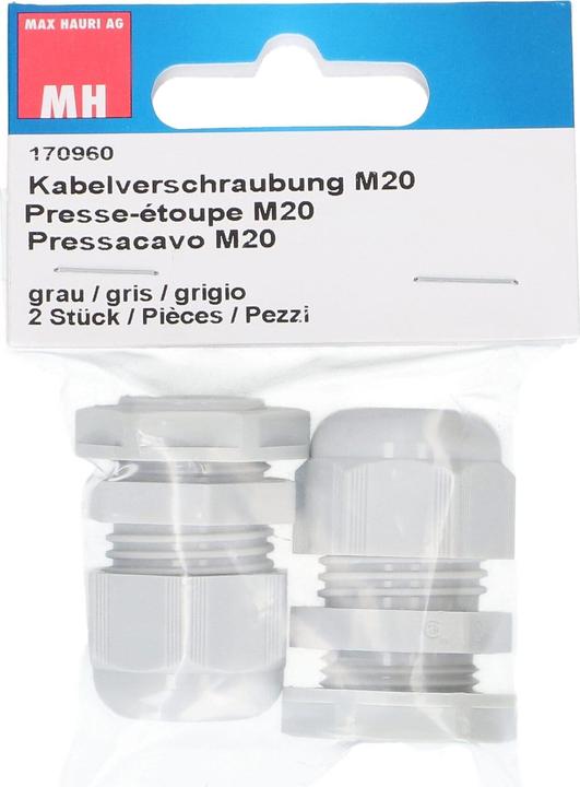 Image du produit Max Hauri Presse-étoupe M20 avec écrou gris IP68, 2 pcs.