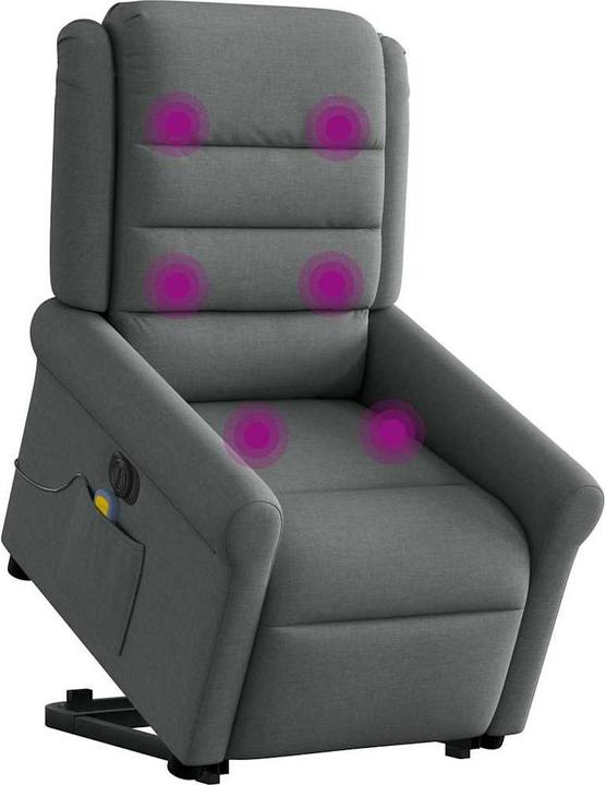 Immagine prodotto VidaXL Poltrona massaggiante elettrica con ausilio per la posizione eretta in tessuto grigio scuro