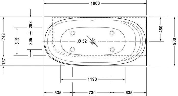 Actual product image Duravit Bathtub CAPE COD 1900x900 1 RS Corner right white (205 l, 190 cm, 90 cm)
