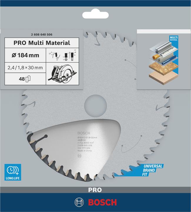Produktbild Bosch Professional Zubehör PRO Multi Material Kreissägeblatt, 184 x 2,4 x 30 mm