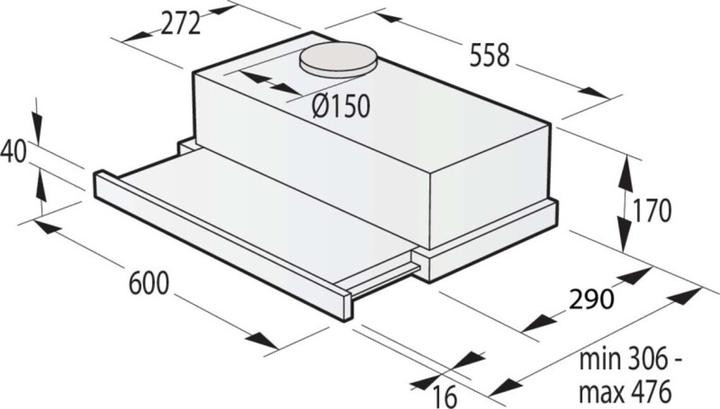 Actual product image Gorenje TH62E3X Cooker Hood Built-in Stainless Steel ³/h C (Flat-screen hood)
