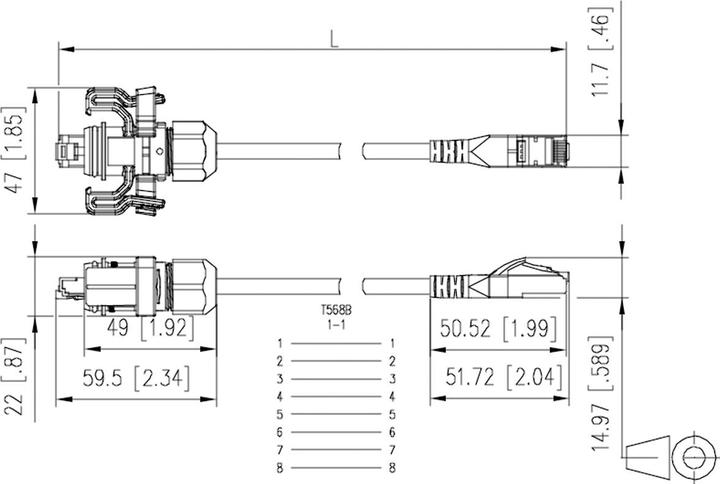 Produktbild Metz Connect E-DAT Industry IP67 V6 (S/FTP, CAT6, 1 m)