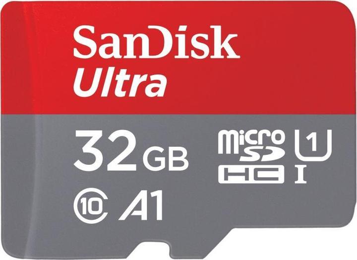 Produktbild SanDisk microSDHC Ultra 32GB (UHS-1/Cl.10/100MB/s) + Adapter, Tablet (32 GB, microSDHC, U1, UHS-I)