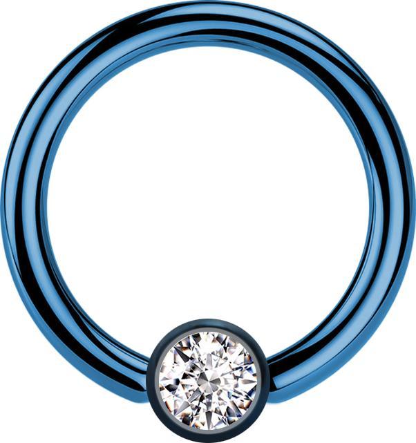 Produktbild Star Piercing Micro Closure Ring dunkelblau Zylinder Kristall silber (ohne Messing, Chirurgenstahl 316L)