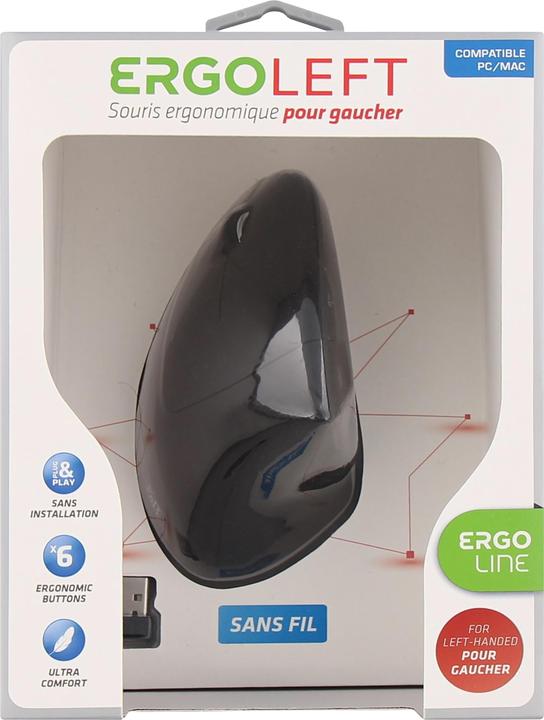 Actual product image T'nB Souris sans fil compatible Ergo verticale pour gaucher (Noir) (Wireless)