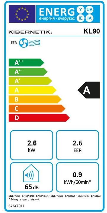 Energy Label Kibernetik KL90 (15 m², 9000 BTU/h)