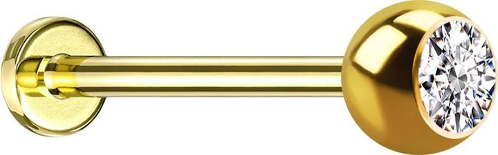 Produktbild Star Piercing Micro Threadless Labret vergoldet mit Kugel Kristall silber (Chirurgenstahl 316L, ohne Messing)