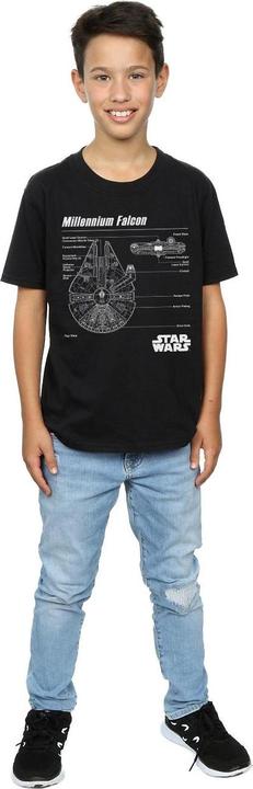 Immagine prodotto Star Wars Millennium Falcon Blueprint Maglietta Ragazzi (140, 146)