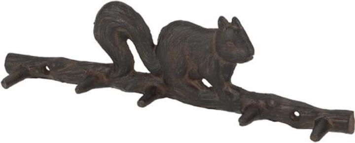 Immagine prodotto Esschert Design Gancio da parete Scoiattolo su ramo marrone scuro, 36,4 x 10,7 cm