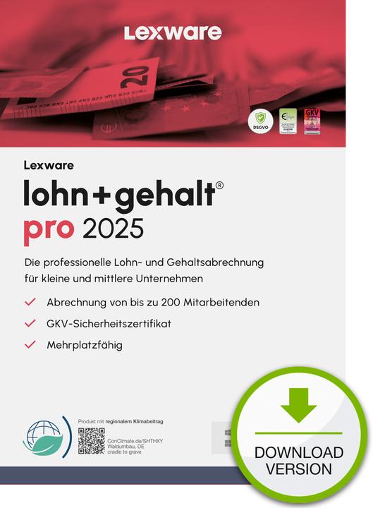 Lexware lohn+gehalt pro 2025 - Abo (3 User, unbegrenzt)
