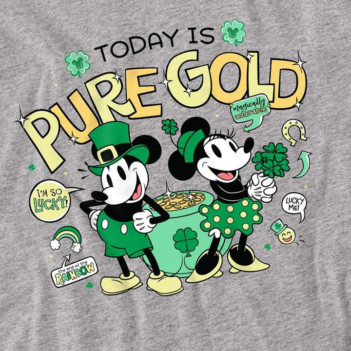 Actual product image Mickey Mouse Unisex Adult Pure Gold Minnie Mouse St Patricks Day T-Shirt (S)