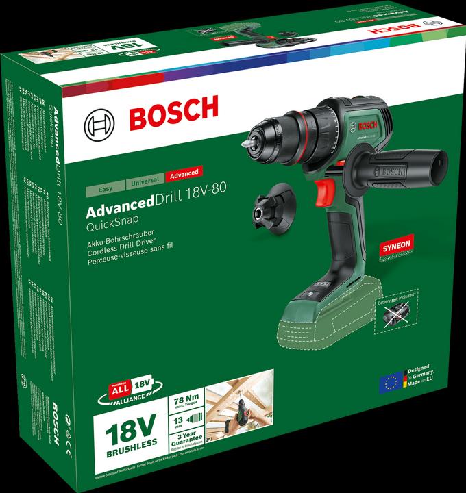 Produktbild Bosch Home & Garden Akku-Bohrschrauber AdvancedDrill 18V-80 QuickSnap (Akkubetrieb)