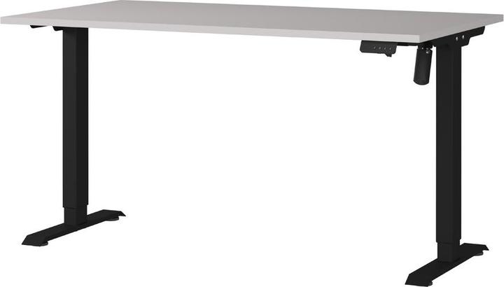 Actual product image Germania Boras height-adjustable desk cashmere rectangular, C-foot frame black 140.0 x 80 (140 x 71 cm)