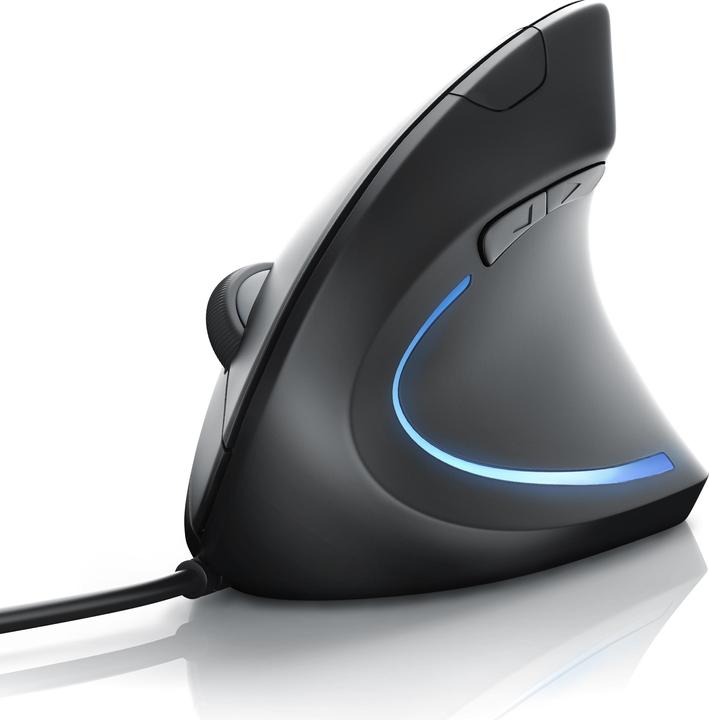 Produktbild CSL Vertikale USB Maus kabelgebunden, optische vertikale Mouse, Vorbeugung gegen Mausarm/Tennisarm (RSI) (Kabelgebunden)