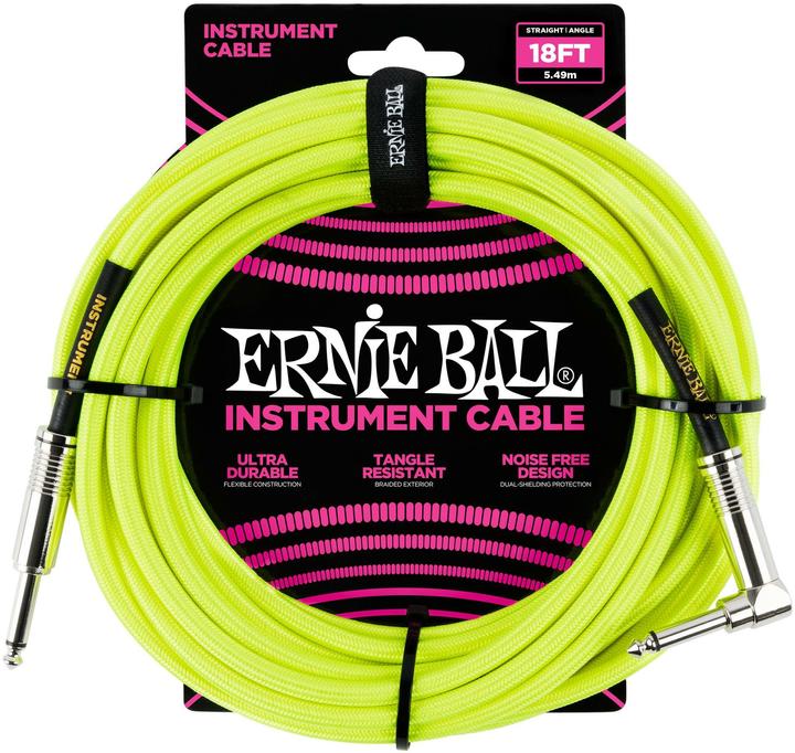 Actual product image Ernie Ball Instrument cable 6085 - 5.49 m, neon yellow, length: 5.49 (5.49 m)