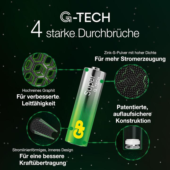 Produktbild GP Batteries 1x4 GP Super Alkaline 1,5V AAA Micro LR03 Neu 03024AETA-B4 (4 Stk., AAA)