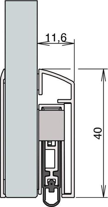 Image du produit Athmer Türdichtung Schall-Ex® GSA 1-seitig Länge 1208 mm Aluminium silberfarben eloxiert Glastüren links...