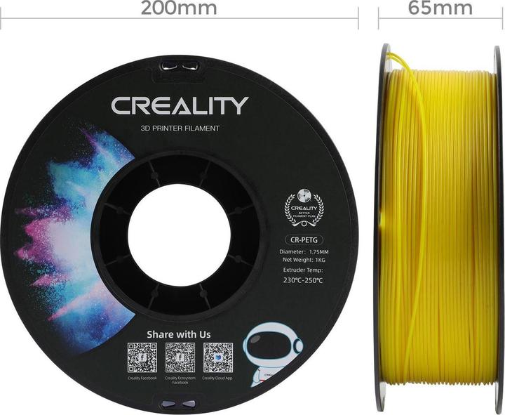 Actual product image Creality Filament PETG, Yellow, 1.75 mm, 1 kg (PETG, 1.75 mm, 1000 g, Yellow)