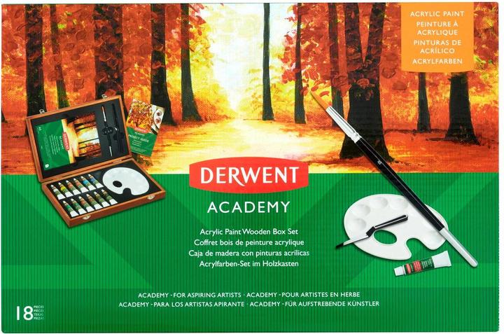 Produktbild Derwent Acrylfarbe Acrylic Wooden Box Mehrfarbig (Mehrfarbig, 12 ml)