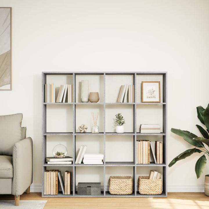 Produktbild VidaXL Bücherregal Raumteiler Wandregal Standregal Raumtrenner Regal Grau Sonoma (137.5 x 29 x 137.5 cm)