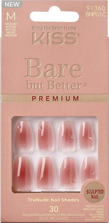 KISS Nails - Ks Bare-but-better Premium Nails - Shine (Artificial nails, Pink)