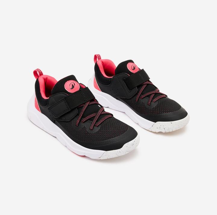 Produktbild Decathlon Turnschuhe Kinder elastische Schnürsenkel Klett - Playful Fast schwarz/rosa (32)