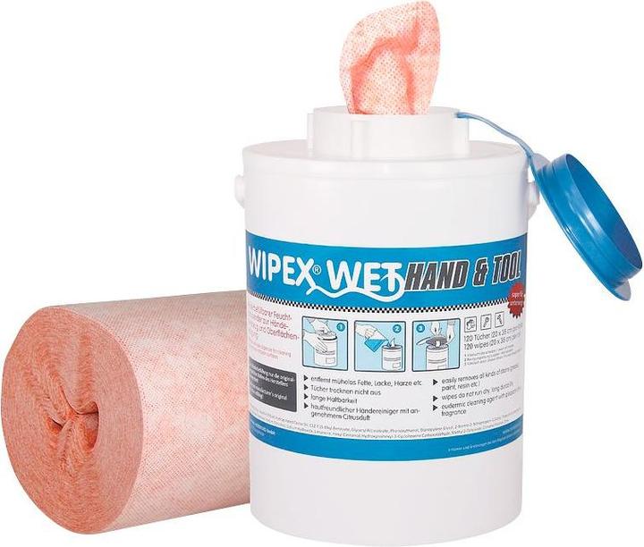 Produktbild Nordvlies Feuchttuchspender WIPEX-WET Hand & Tool Nachfüllpack 4 Rollen Vliesstoff a 120 Tücher, 4x (4 x)