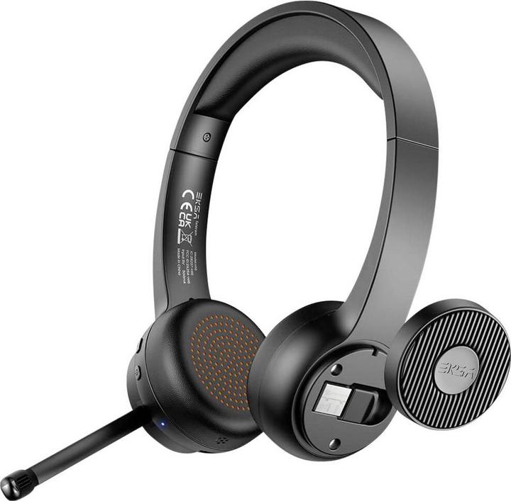 Actual product image Eksa H16 Computer On Ear Headset Bluetooth® Schwarz Noise Cancelling, Mikrofon (Wireless, USB-A)