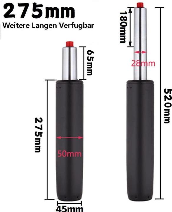 Image du produit Zrebzyr Vérin à gaz pour chaise de bureau noir 280mm