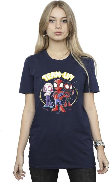 Actual product image Womens/Ladies Spidey And His Amazing Friends Sketch Cotton Boyfriend T-Shirt (XL)