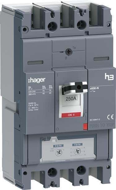 Hager HNJ250DR h3 x630 TM ADJ 3P3D 250A 40kA Disjoncteur