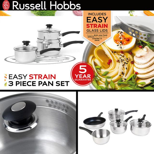 Actual product image Russell Hobbs RH00542EU7 Easy Strain Pan Set 3pcs (Pot, Stainless steel)