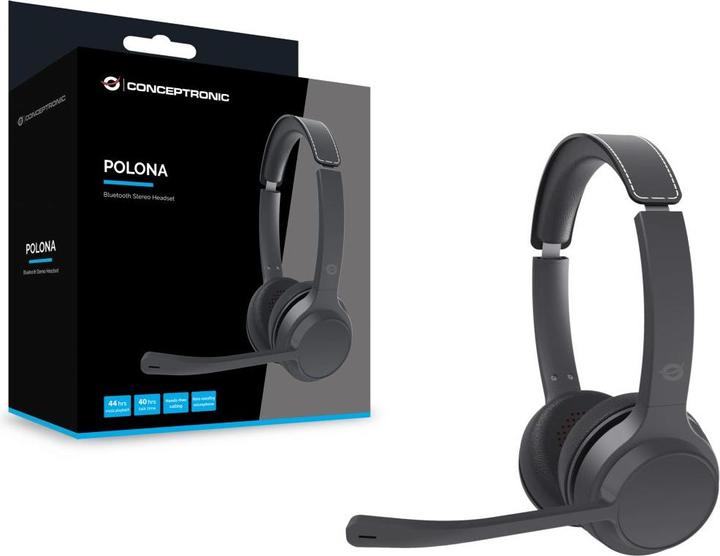 Produktbild Conceptronic Headset Wireless Bluetooth mit Ladestation sw (Kabellos, USB-C)