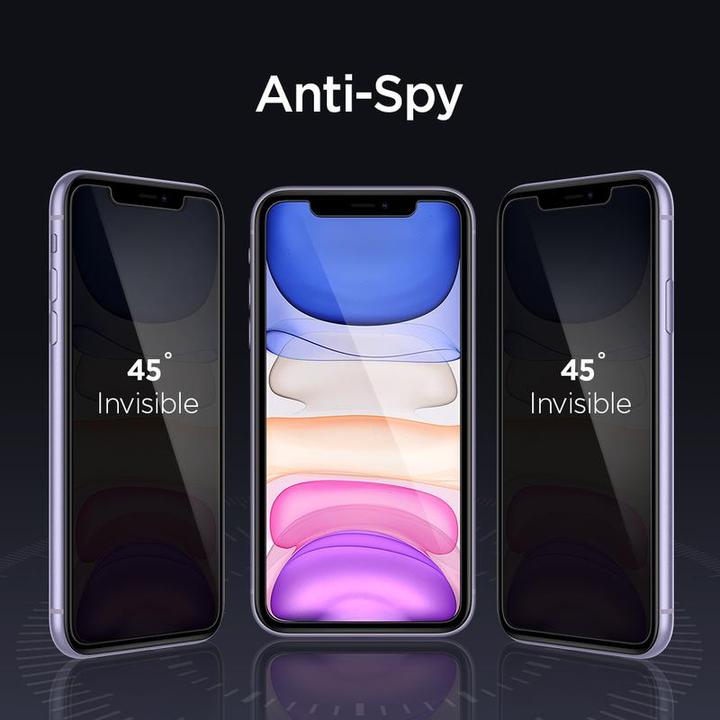 Actual product image Spigen Tempered Glass Alm Glass.Tr Iphone 11 Privacy (1 Piece, Apple iPhone XR, Apple iPhone 11)