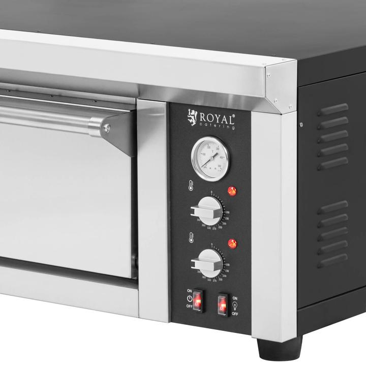 Produktbild Royal Catering Elektro-Pizzaofen 1 Backkammer 450 °C Ober-/ Unterhitze für 6 Pizzas mit Ø 33 cm (Pizzaofen Elektro)