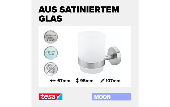 Immagine prodotto tesa Bicchiere per spazzolini MOON con soluzione adesiva senza foratura