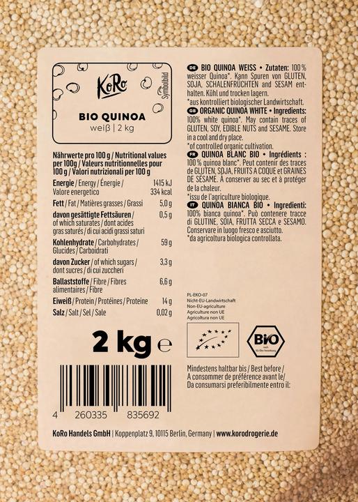 Valori nutrizionali e ingredienti KoRo Quinoa bianca biologica (2000 g)