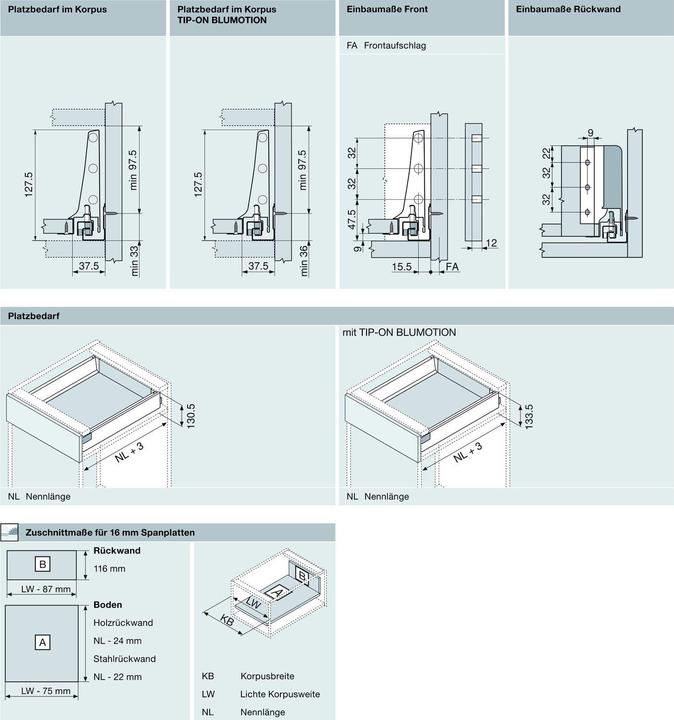 Produktbild Blum Tandembox antaro K | 1 Paar, 30kg 300mm | Vollauszug Blumotion, grau